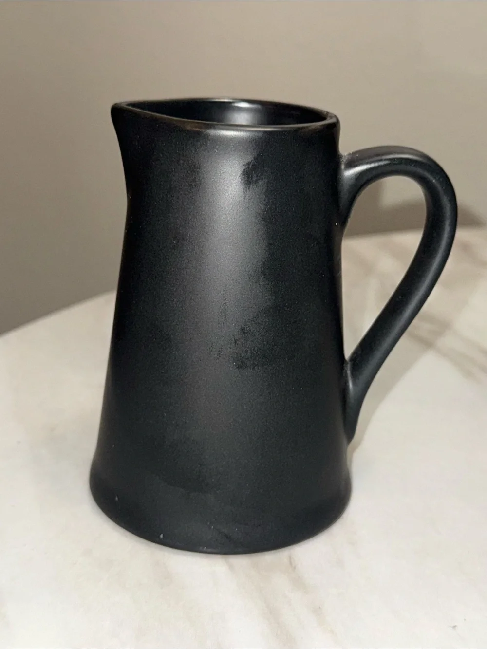 Robert Stanley Black Matte Ceramic Pitcher 14 oz Microwave Safe Solid Shield